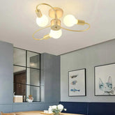 Minimalist Black Iron Curved Ceiling Lights for Bedroom